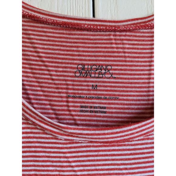 Gilligan & Omalley Women's Red Striped Short Sleeve Round Neck Nightgown Size M - Picture 3 of 4
